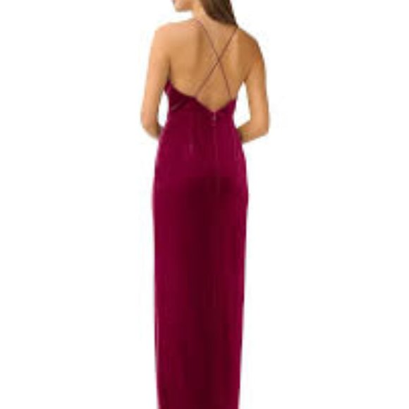 Aidan Mattox pink magenta velvet ruched bow gown dress size 8 - Picture 4 of 6